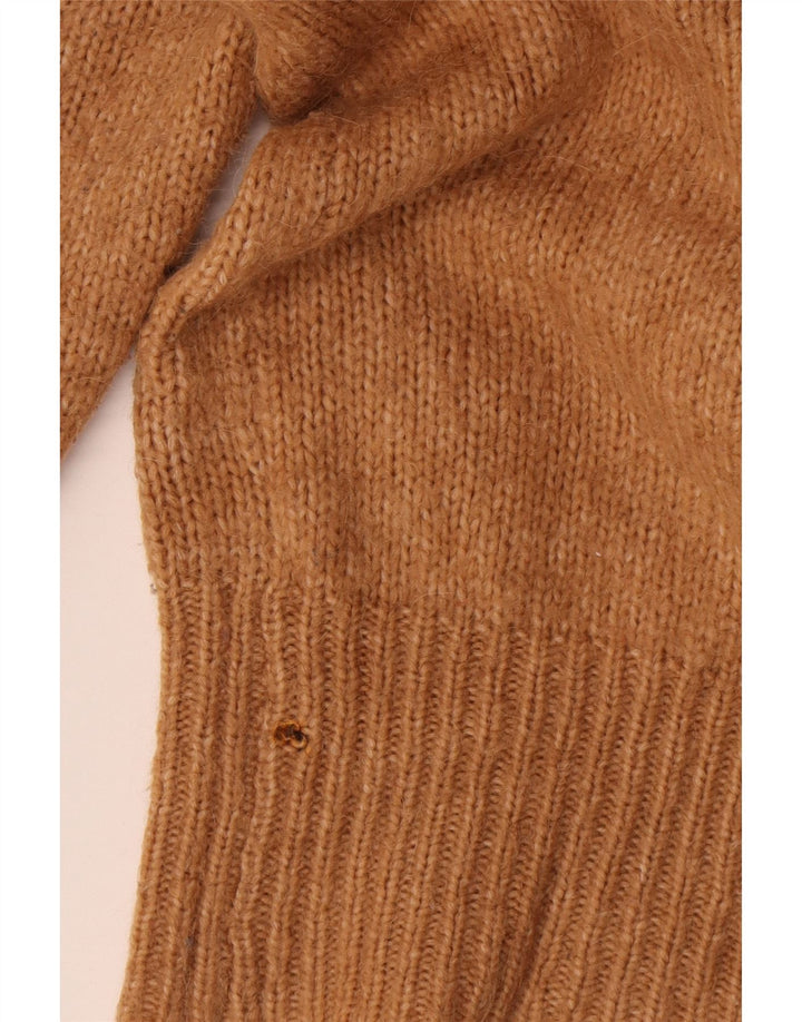 Zara Suéter feminino oversized com gola tartaruga Reino Unido 10 pequeno bege acrílico