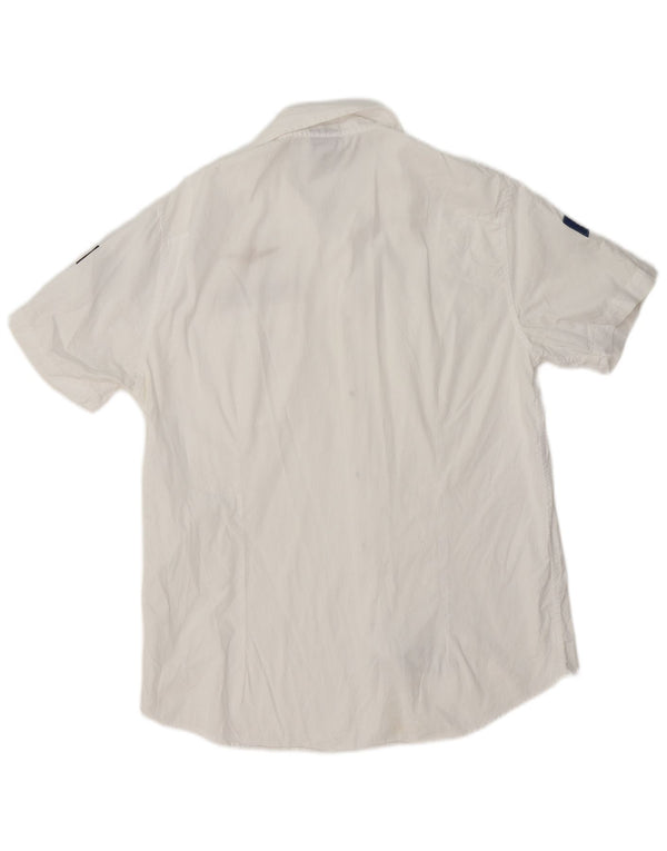 Camisa gráfica Aeronautica Militare Boys de manga curta 15-16 anos XL branca