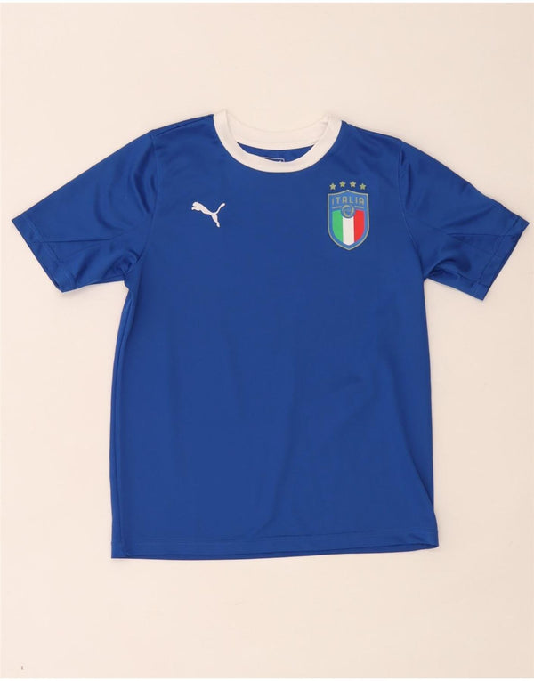 Camiseta Puma Boys Italia Top 11-12 Anos Azul Colorblock