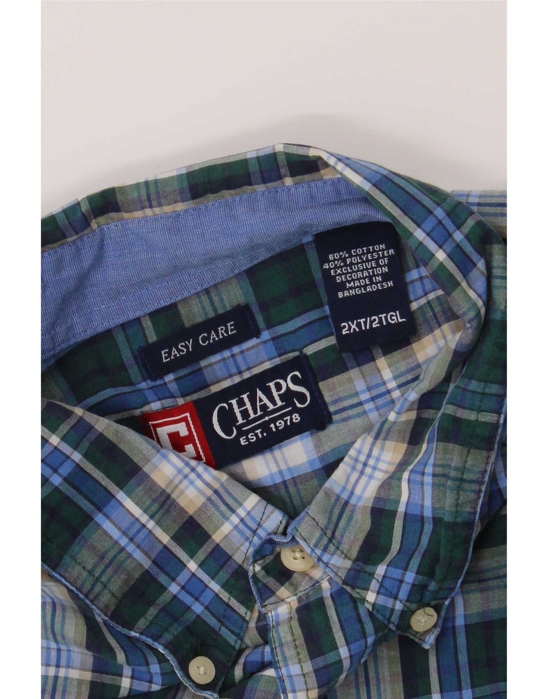 Camisa masculina Chaps Easy Care 2XL algodão xadrez azul