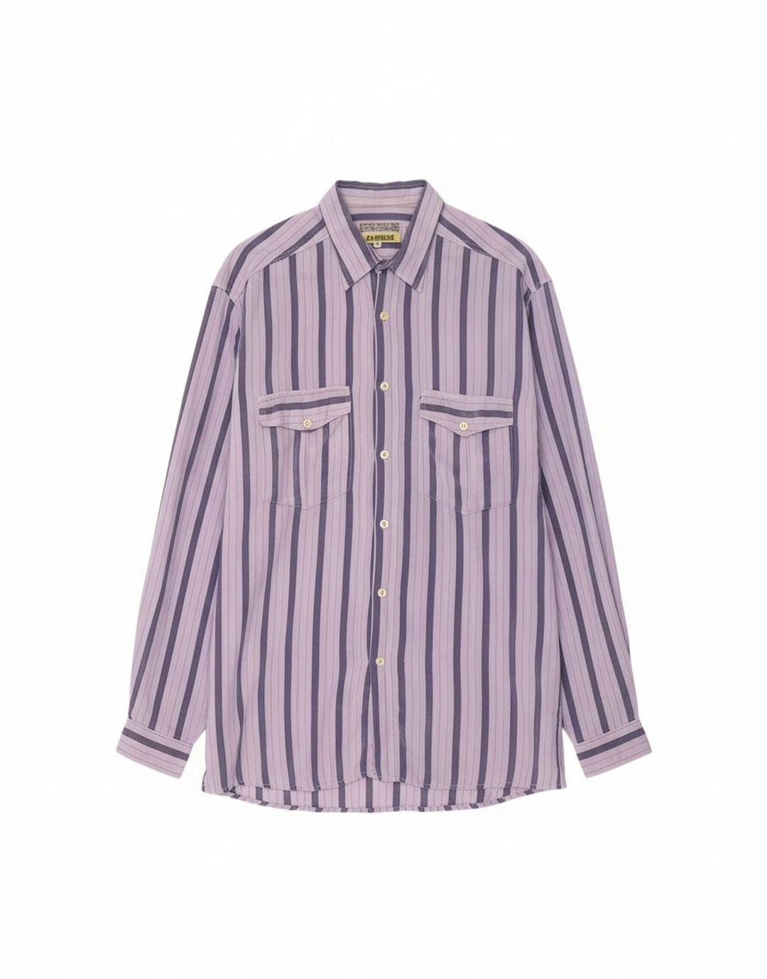 Camisa masculina VINTAGE de algodão listrado roxo grande