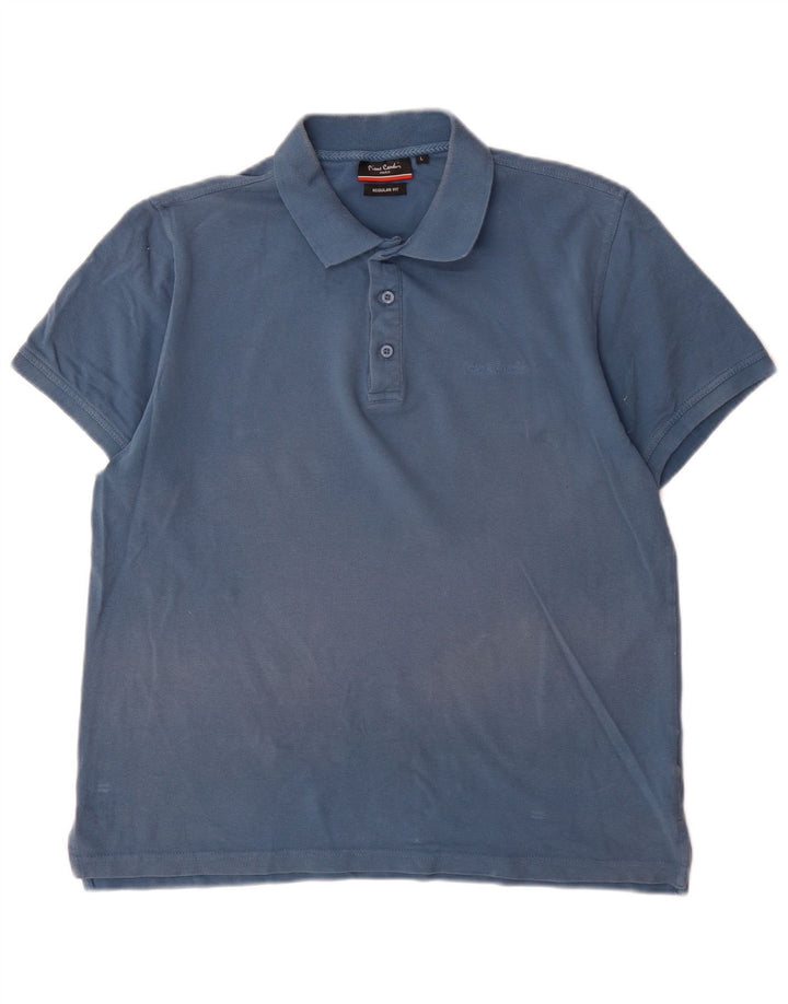 Camisa polo masculina Pierre Cardin Regular Fit grande algodão azul