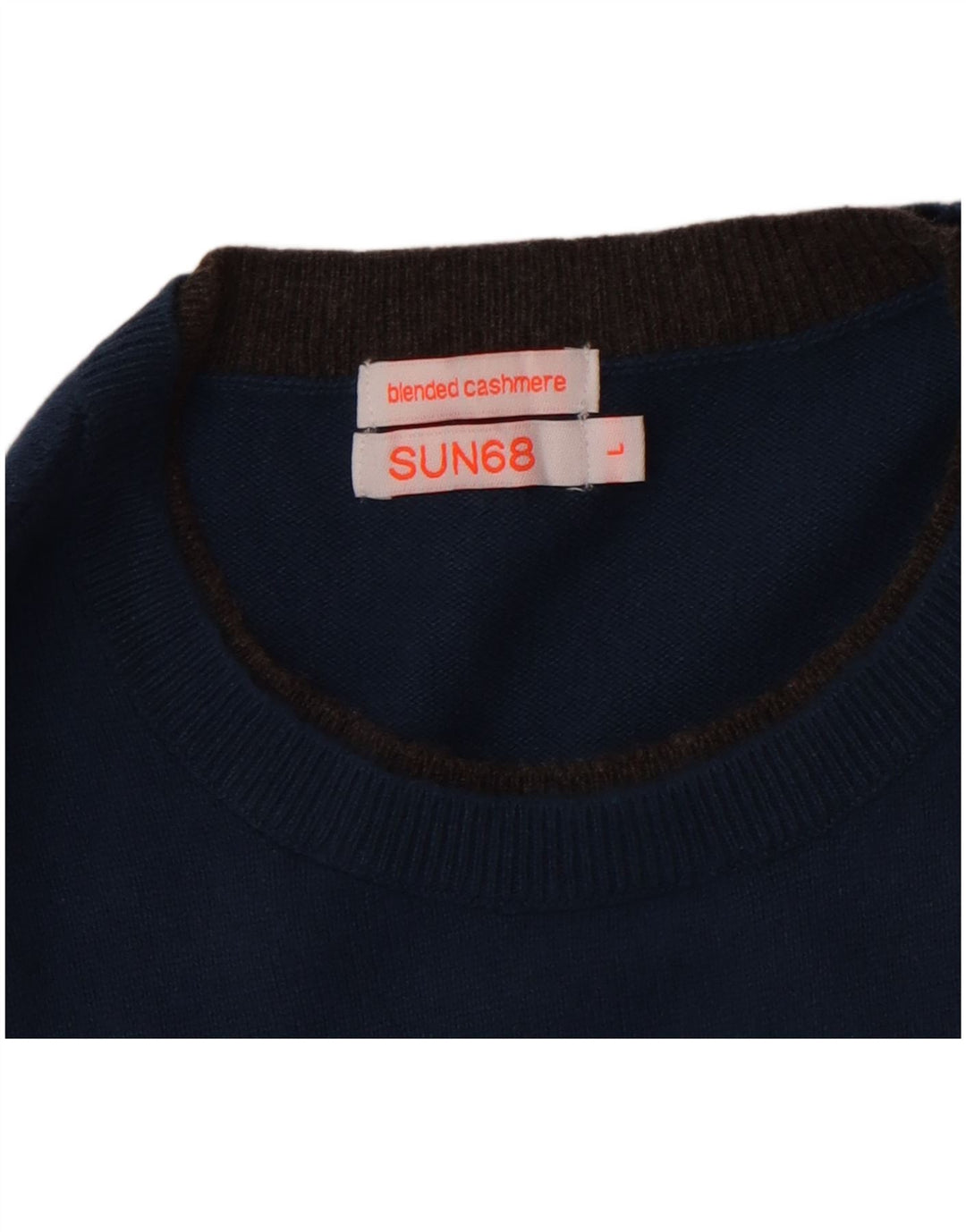Suéter masculino SUN68 com gola redonda e algodão azul grande