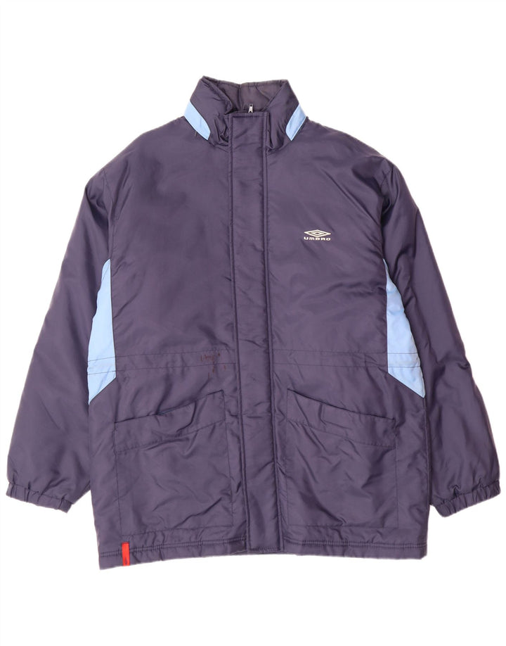 Casaco masculino acolchoado com capuz UMBRO UK 38 médio azul marinho colorblock nylon