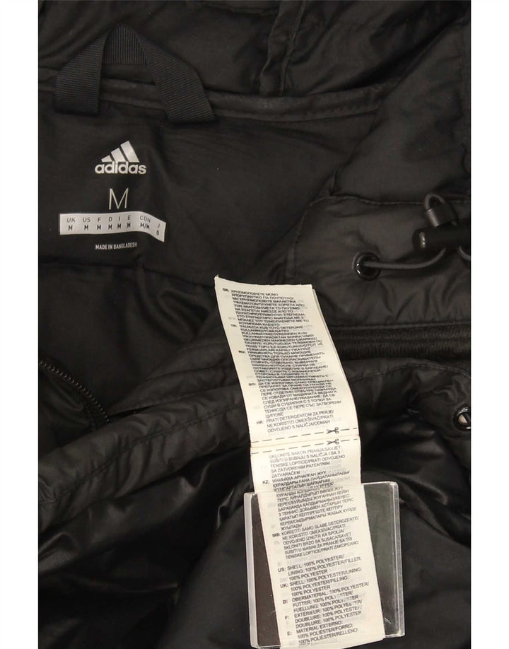 Jaqueta acolchoada com capuz masculina Adidas UK 38 poliéster preto médio