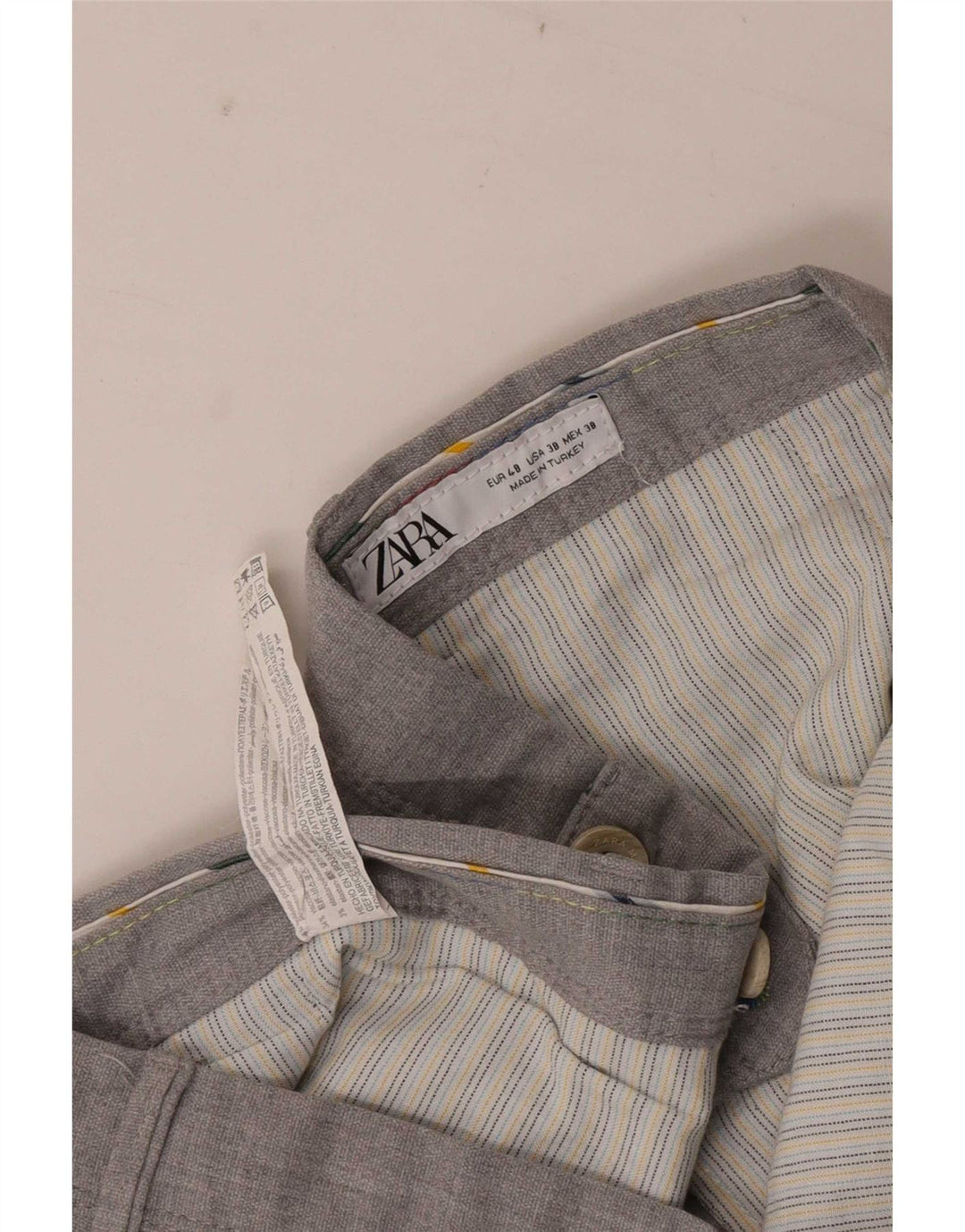 Zara Mens Slim Chino Calças EU 48 XL W38 L29 Cinza Poliéster