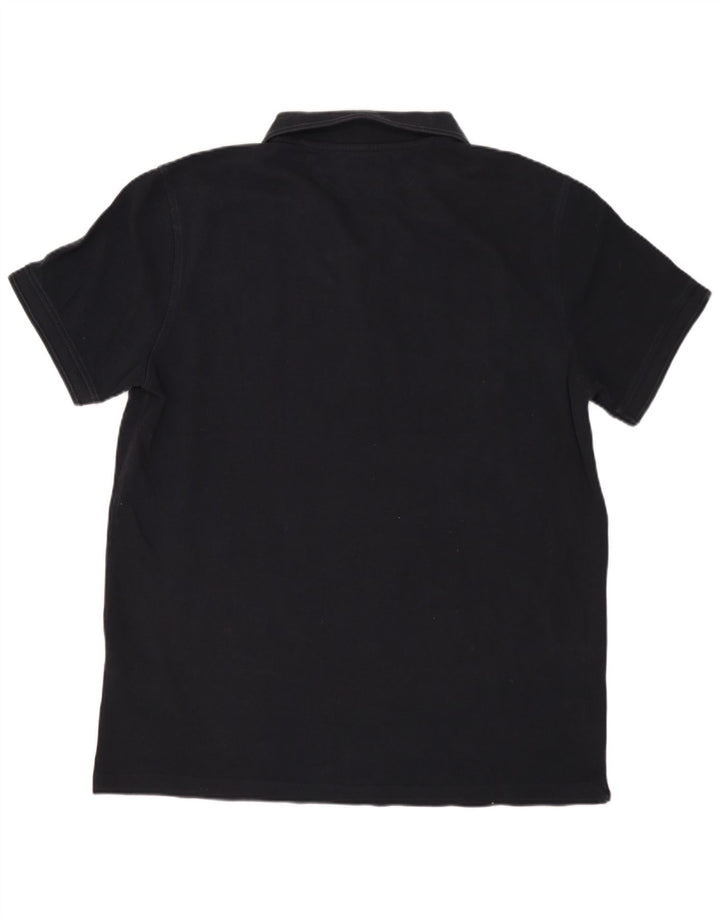 Camisa polo masculina Massimo Dutti grande algodão preto