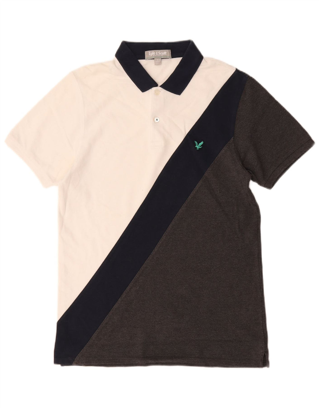 Camisa polo masculina Lyle & Scott médio branco colorblock algodão