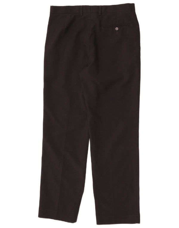 Calça masculina de terno reto Marks & Spencer W32 L31 poliéster preto