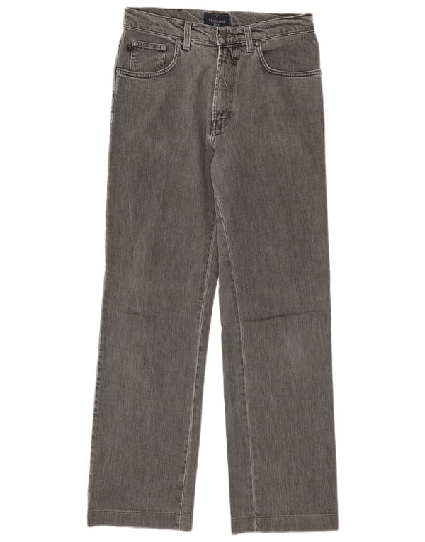 Trussardi Calça jeans reta masculina W30 L30 algodão cinza