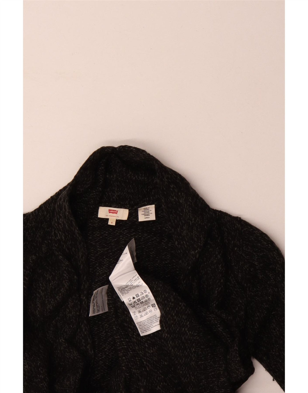 Suéter cardigã feminino oversized LEVI'S Reino Unido 10 acrílico manchado cinza pequeno