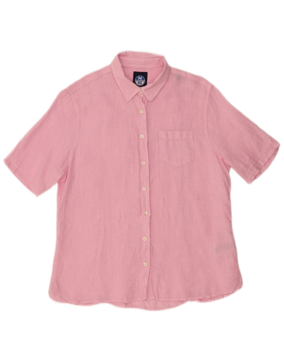 Camisa feminina de manga curta NORTH SAILS UK 14 linho rosa médio