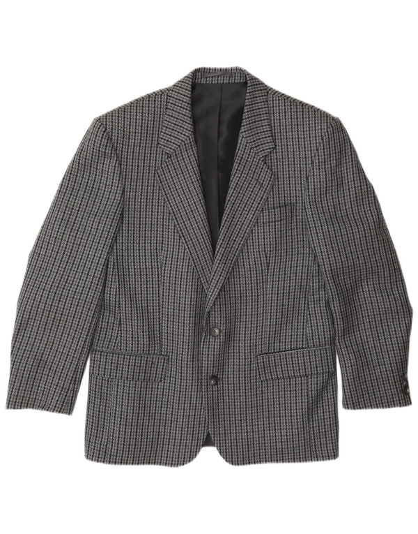 Jaqueta blazer masculina Kilmaine com 2 botões Reino Unido 38 lã houndstooth cinza médio