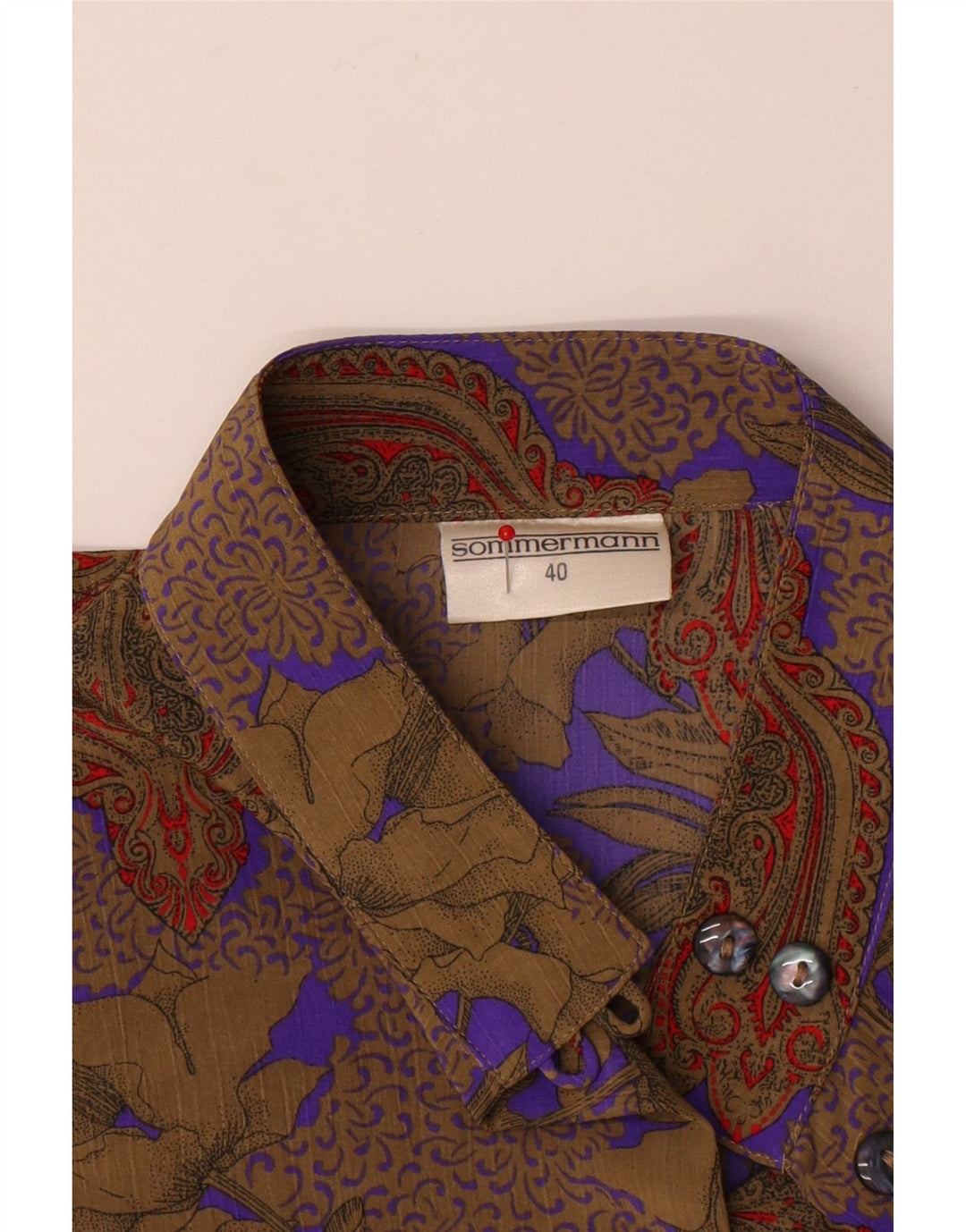 Blusa feminina Sommermann manga 3/4 UE 40 médio marrom paisley