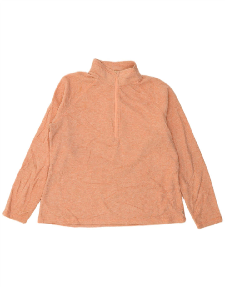 EDDIE BAUER Suéter feminino de lã com zíper e gola UK 18 XL laranja manchado