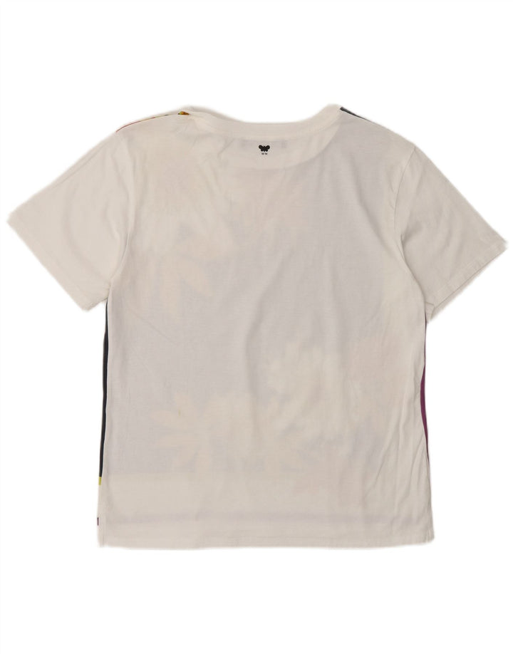 Camiseta feminina de fim de semana Max Mara UK 10 pequena floral branca