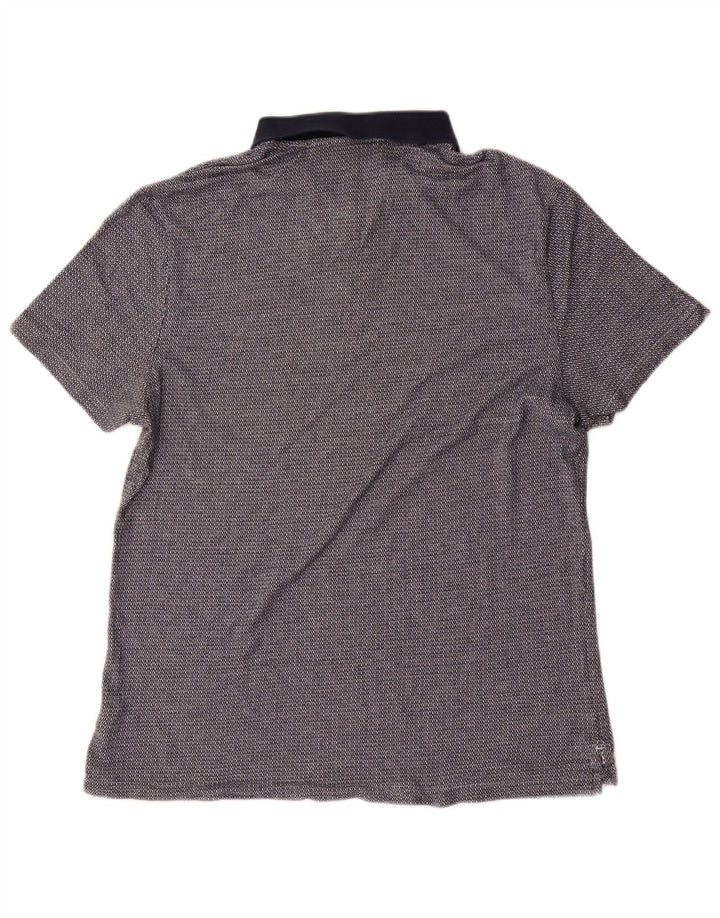 Camisa polo masculina de manga curta Calvin Klein azul marinho médio manchado