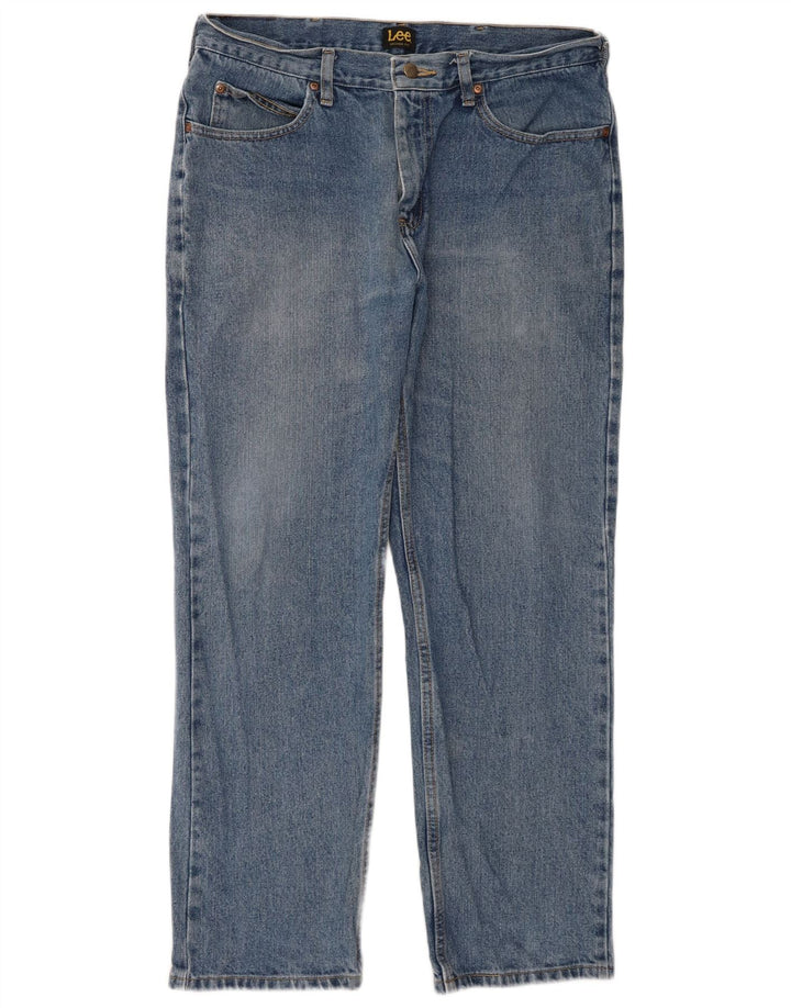 Lee Mens Straight Jeans W34 L29 Azul Algodão