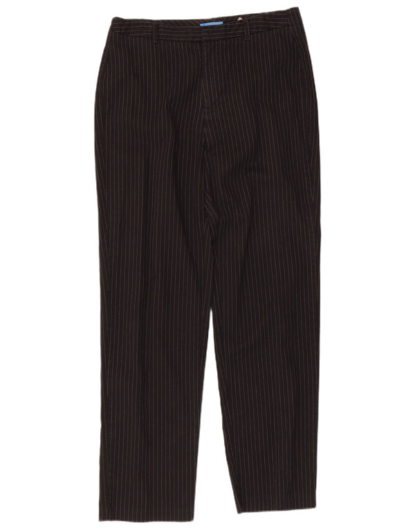 Calça feminina Dockers de terno reto US 10 grande W32 L30 listrada preta