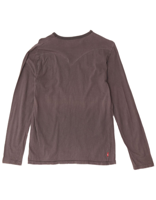 Top gráfico masculino Levi's manga comprida pequeno algodão cinza