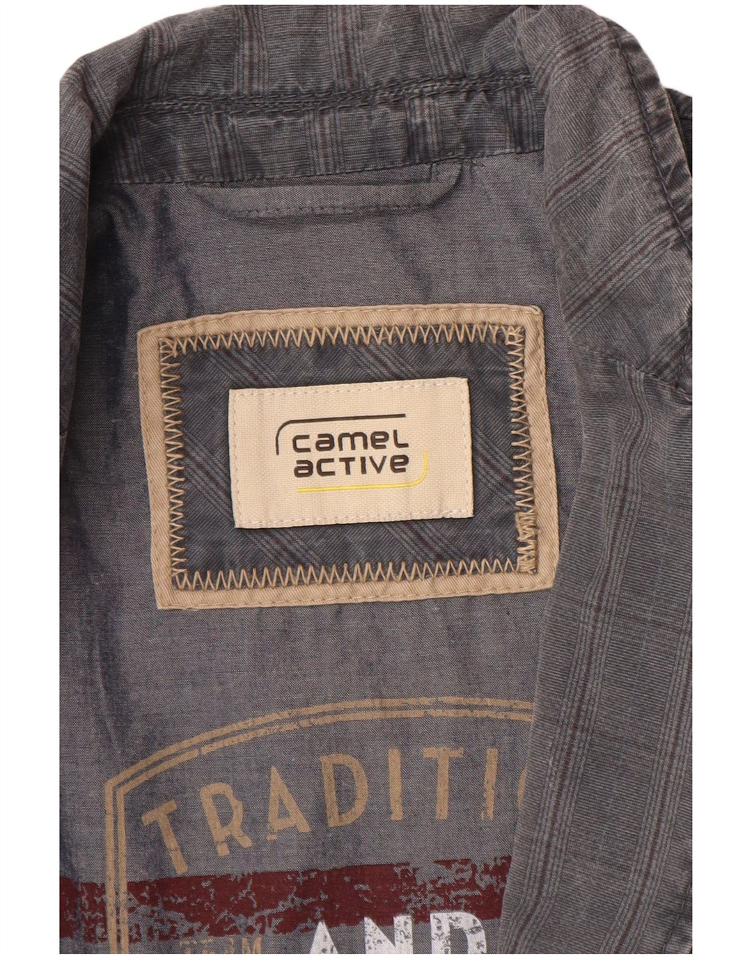 Jaqueta blazer masculina de 2 botões CAMEL ACTIVE IT 48 algodão xadrez azul médio