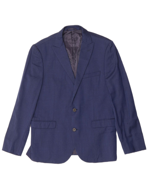 Jaqueta blazer masculina DKNY Slim Fit 2 botões IT 52 XL lã azul marinho