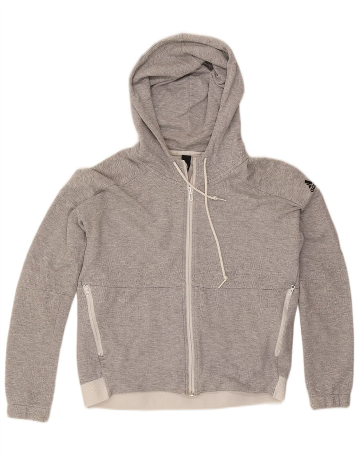 Adidas feminino oversized zip moletom com capuz Reino Unido 8/10 pequeno espinha de peixe cinza