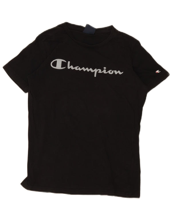 Camiseta gráfica Champion Boys Top 11-12 anos grande algodão preto