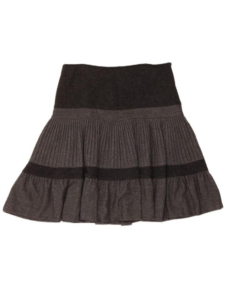 Saia feminina Benetton A-Line W32 grande bloco cinza