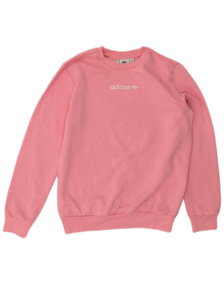 ADIDAS Meninas Graphic Sweatshirt Jumper 13-14 Anos Rosa Algodão