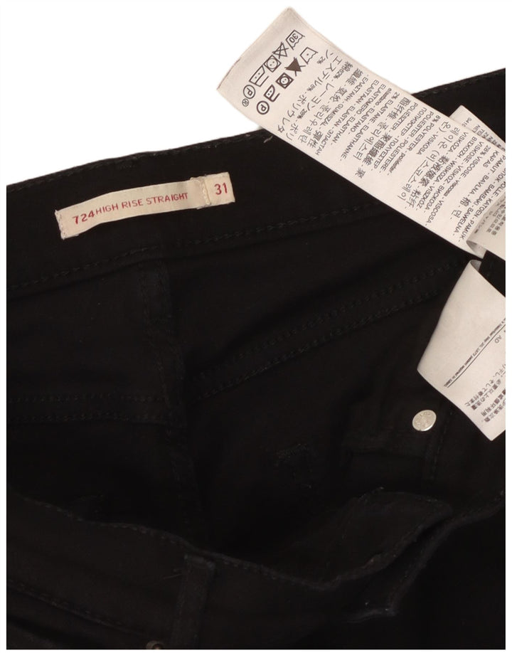 Calça jeans feminina LEVI'S 724 de cintura alta reta W31 L31 algodão preto