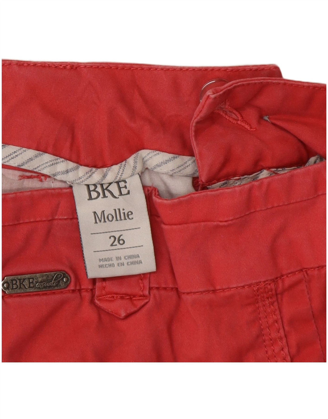 Shorts casuais femininos BKE W26 pequeno algodão vermelho