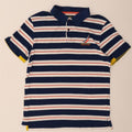 Camisa polo masculina NAUTICA de algodão listrado azul marinho médio