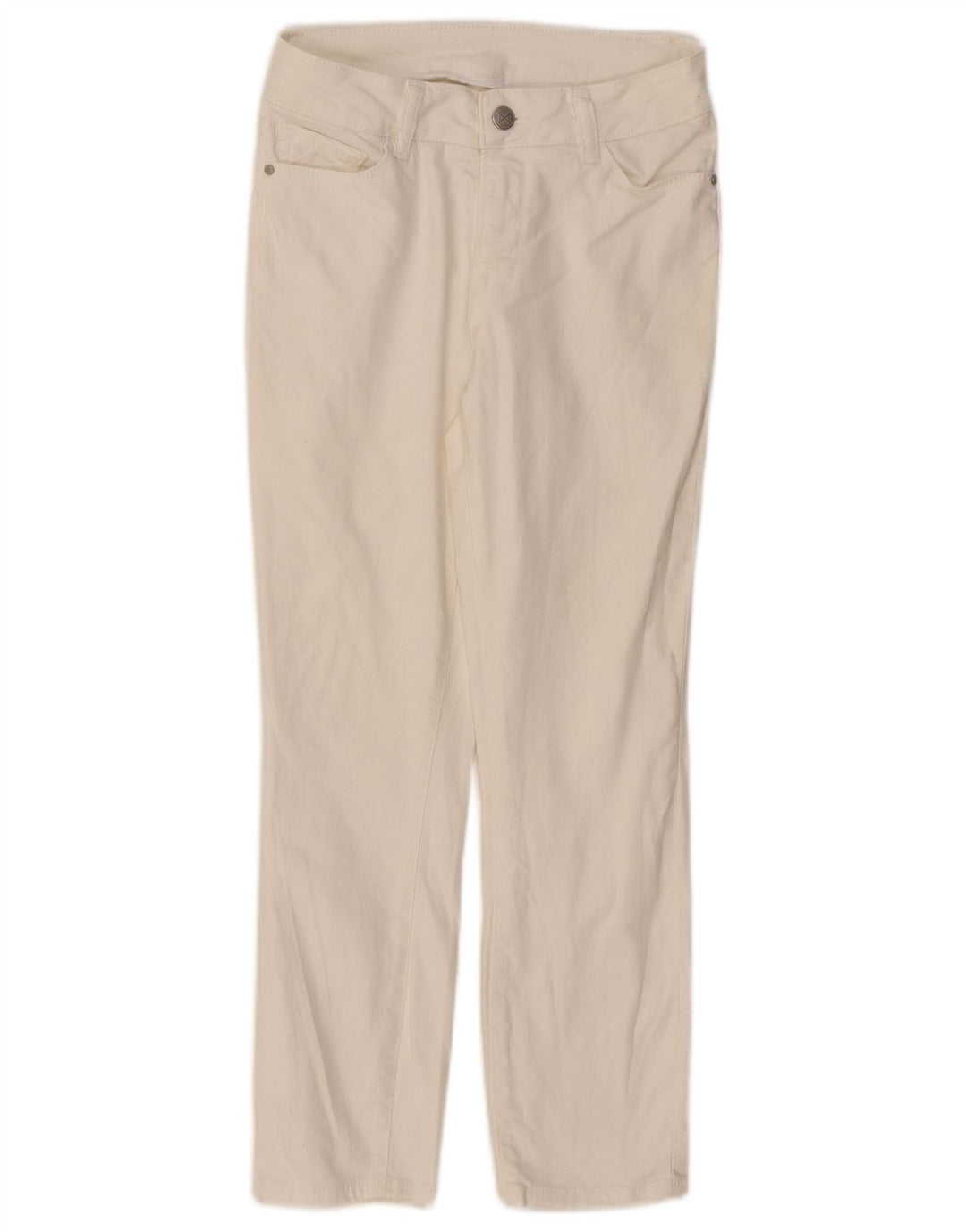 CREW CLOTHING Calça jeans feminina cintura baixa cortada Reino Unido 8 pequeno W26 L23 branco