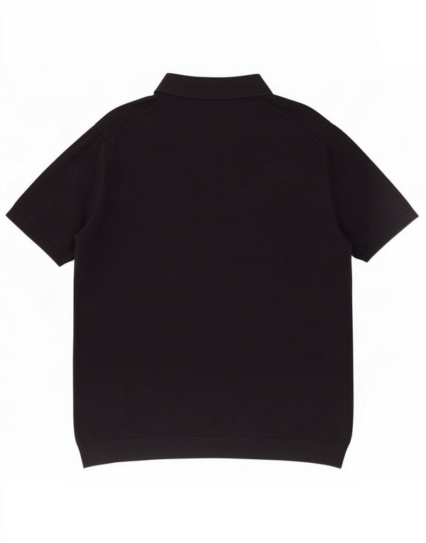 Reiss Mens Short Sleeve Polo Neck Jumper Sweater XL Navy Blue Cotton
