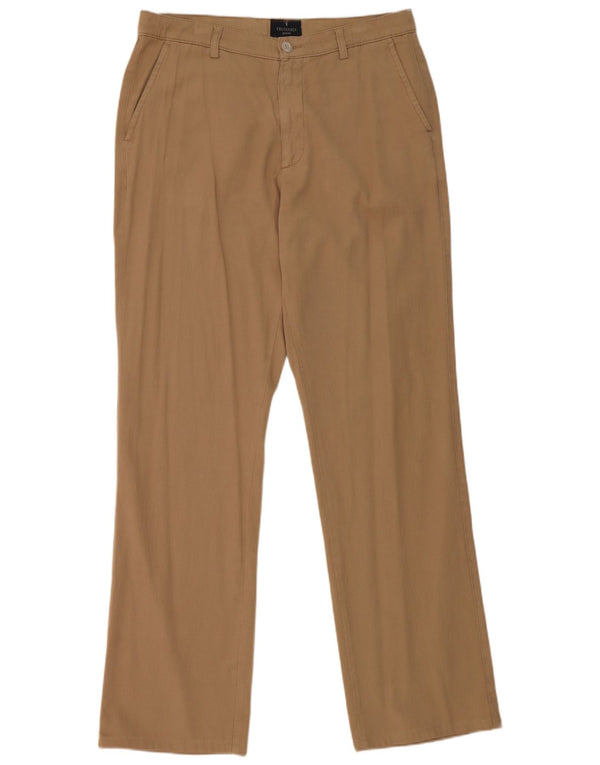 Trussardi Calça Chino Masculina Reta W32 L32 Algodão Bege
