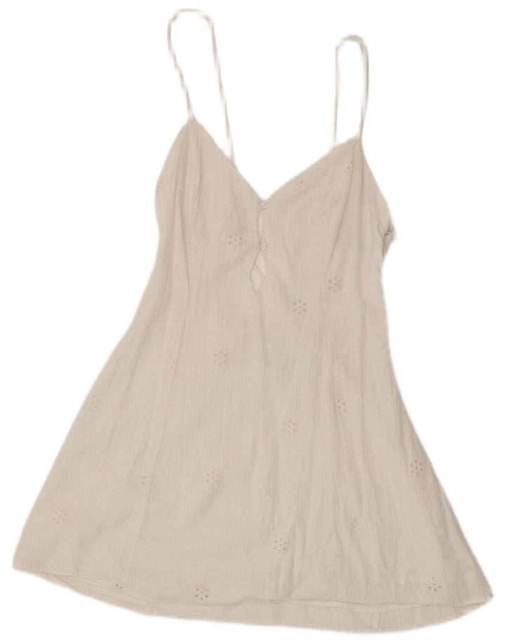 Vestido de verão feminino ZARA UK 12 algodão floral branco médio