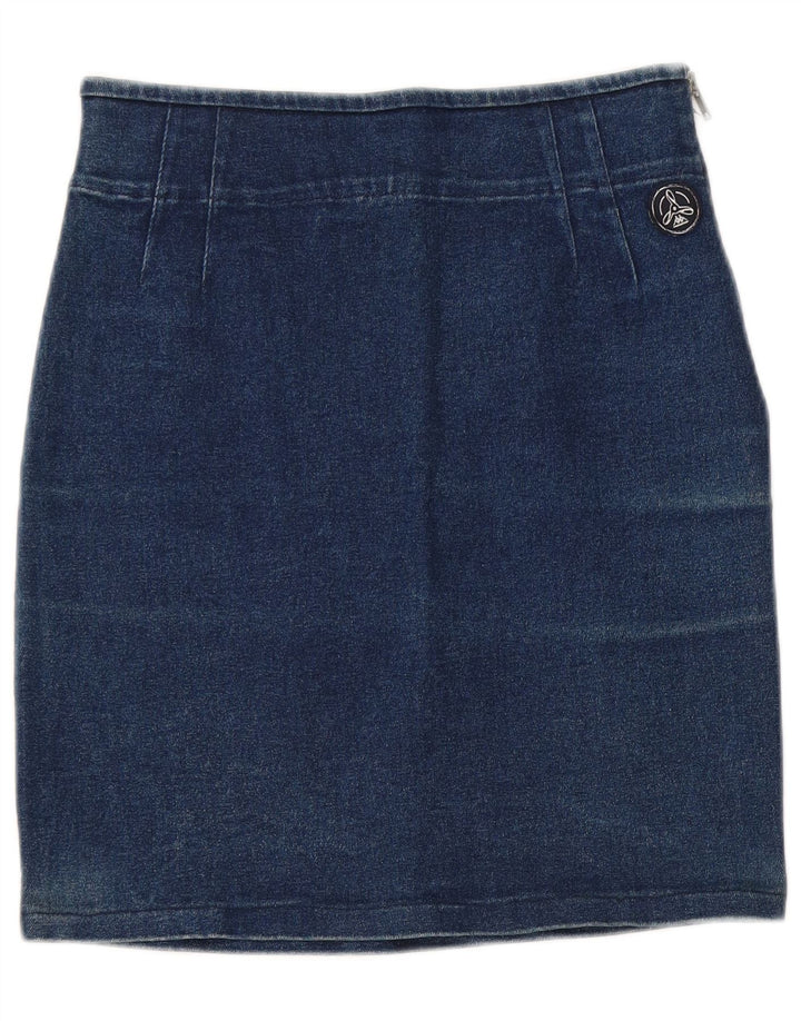 Saia jeans feminina Kappa W26 pequena azul