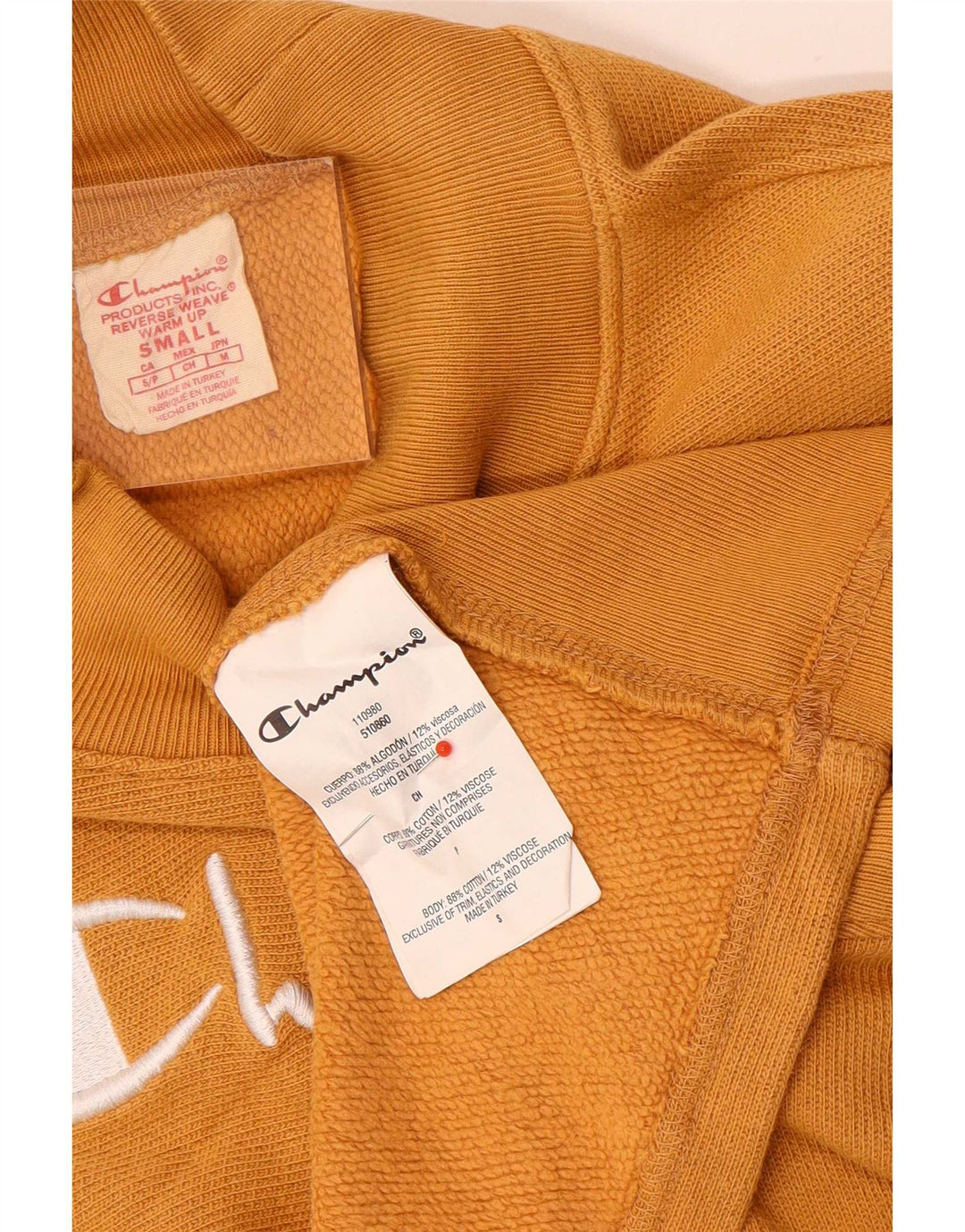 Champion feminino gráfico oversized moletom jumper UK 10 pequeno amarelo