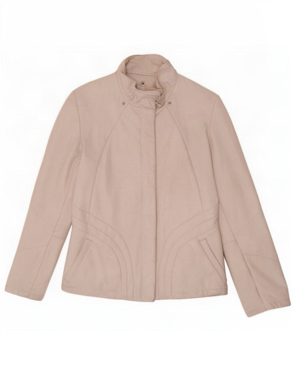 Jaqueta de couro feminina vintage IT 44 médio branco