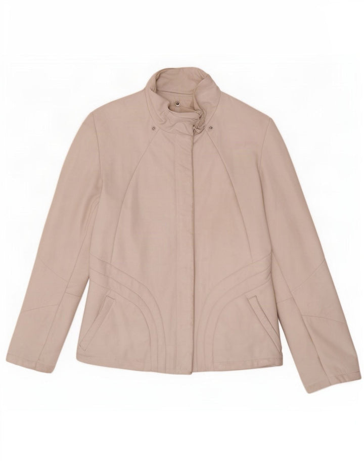 Jaqueta de couro feminina vintage IT 44 médio branco