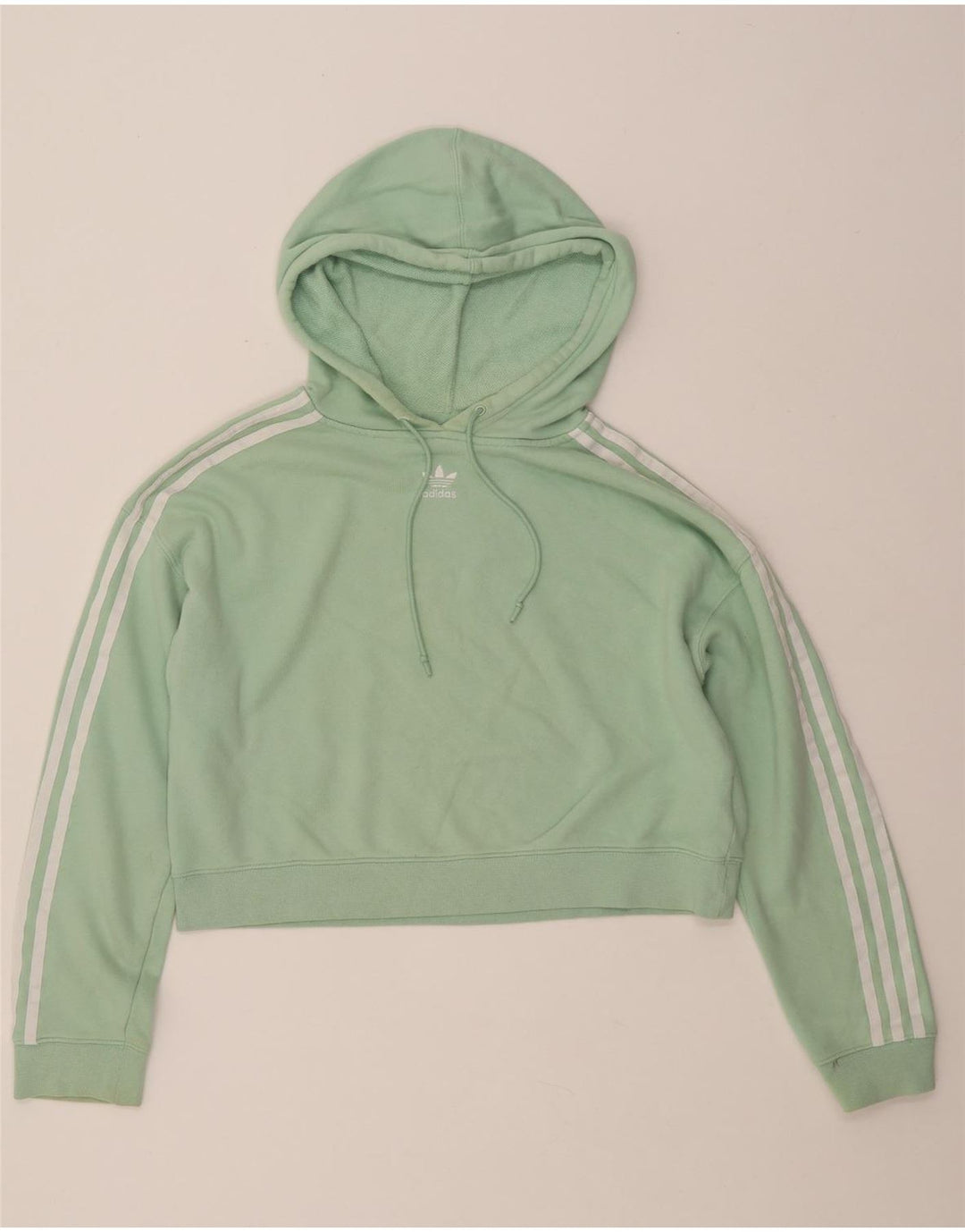 ADIDAS Womens Oversized Crop Hoodie Jumper Reino Unido 8 Pequeno Algodão Verde
