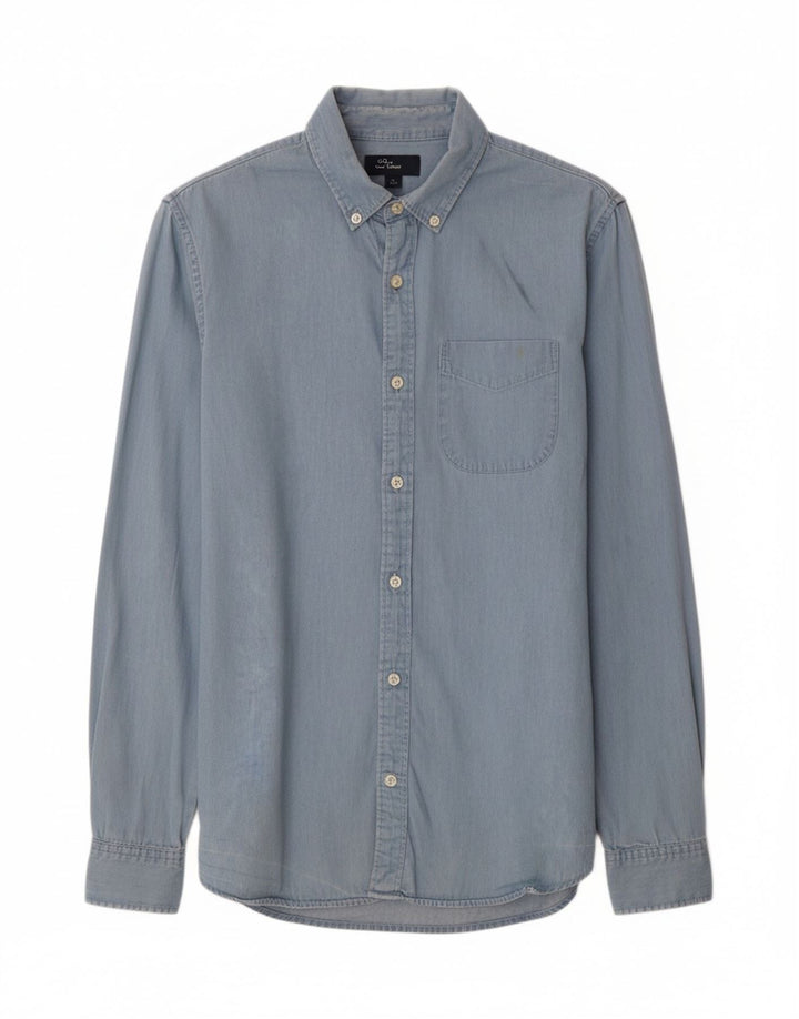 Camisa jeans masculina GAP algodão azul médio