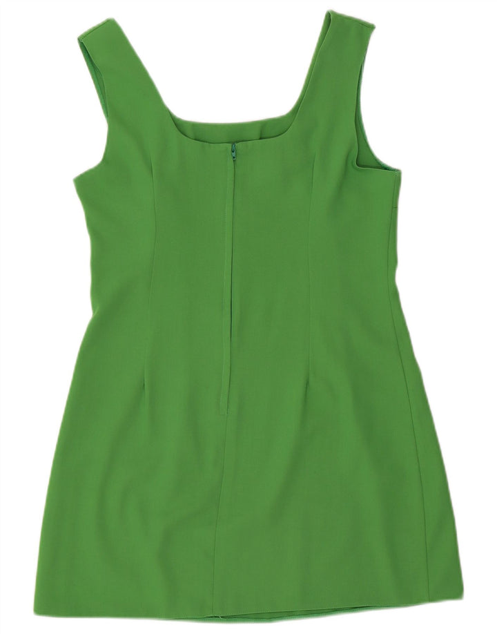 Vestido feminino vintage sem mangas com bainha UK 14 poliéster verde médio
