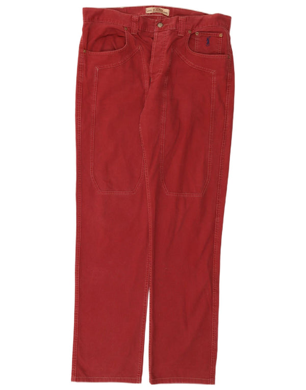Calça casual reta masculina Jeckerson W38 L34 algodão vermelho