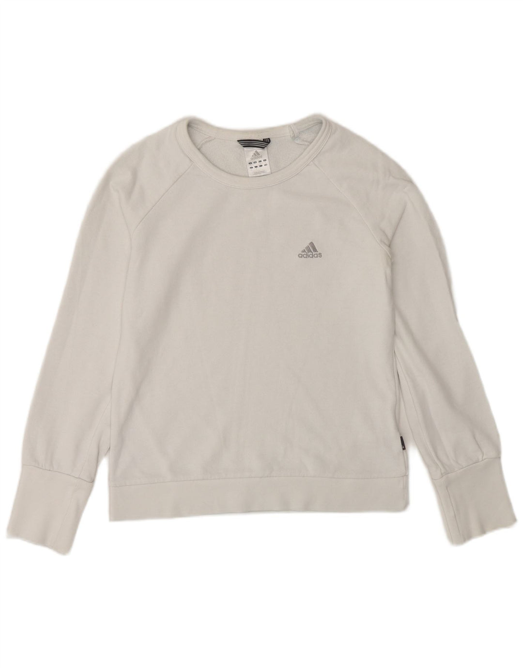 Adidas Womens Sweatshirt Jumper UK 12 Médio Algodão Branco