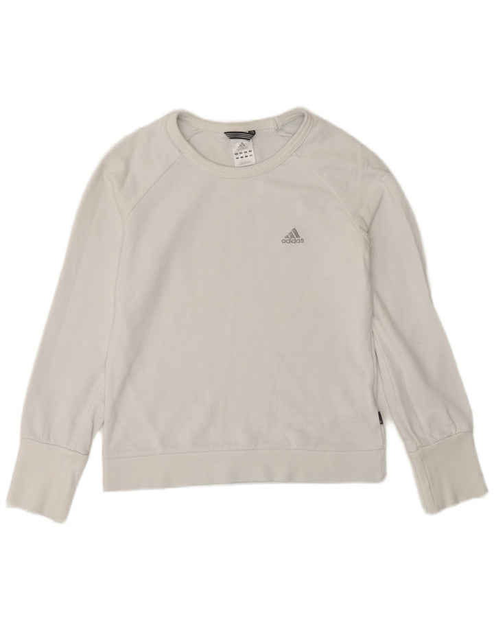 Adidas Womens Sweatshirt Jumper UK 12 Médio Algodão Branco