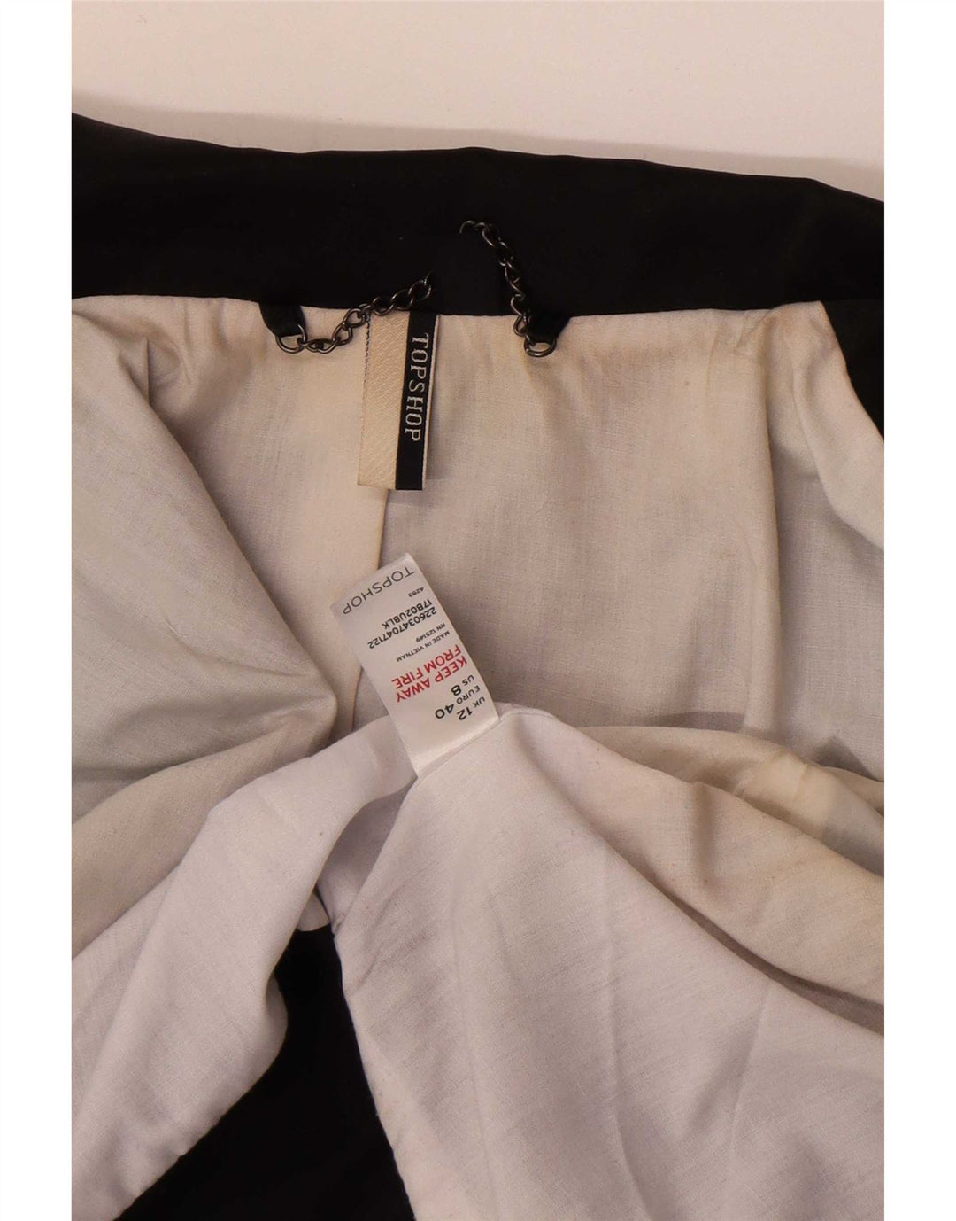 Jaqueta blazer feminina Topshop manga 3/4 Reino Unido 12 médio preto