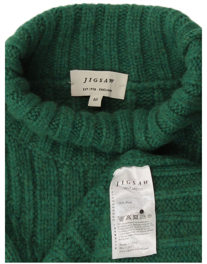 Suéter feminino Jigsaw com gola redonda Reino Unido 14 lã verde médio