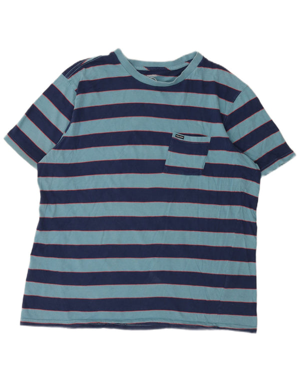 Camiseta masculina Volcom Modern Fit Top XL azul marinho listrado algodão